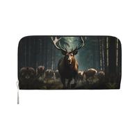 WZYCWB Sunflower Avatar Leather clutch bags zipper wallets and card holders are perfect for travel or daily use, Strong Elk, One Size