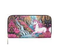 WZYCWB Sunflower Avatar Leather clutch bags zipper wallets and card holders are perfect for travel or daily use, Strong Pink Unicorns., One Size