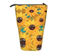 WZYCWB Sunflower Avatar Printed Retractable Pen Holder Suitable for use as a Simple Cosmetic Bag, Wallet, etc.