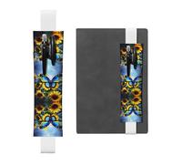 WZYCWB Sunflower Blue Butterfly Leather Pen Holder Bookmark, Adjustable Leather Pen Holder, Perfect for Back to School Christmas Gifts
