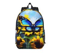 WZYCWB Sunflower Blue Butterfly Printed backpack with pockets - suitable for work, business trips, travel, sports