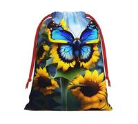 WZYCWB Sunflower Blue Butterfly S Printed Gift Bags - Perfect for Weddings, Christmas, Birthdays, and Parties - S - L