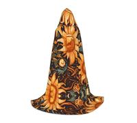 WZYCWB Sunflower Lines Print M Hooded Cape | Cosplay Costume, Halloween Anime Party Prop