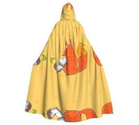 WZYCWB Sunflower seeds and foxes Halloween decoration cape, adult large size hooded cape, unisex carnival cape for masquerade, role play