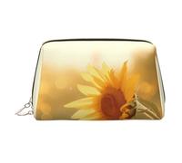 WZYCWB Sunflowers in The Evening Sun Patterned Leather Cosmetic Bag - Perfect for Carry-On or Home Organization