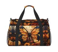 WZYCWB Sunflowers under the windowsill Handheld travel bag weekend bag fitness yoga bag suitable for fitness and other scenarios, Orange Yellow Butterfly Field Flowers, One Size