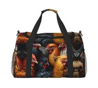 WZYCWB Sunflowers under the windowsill Handheld travel bag weekend bag fitness yoga bag suitable for fitness and other scenarios, Roosters Dressed In Many Colors, One Size