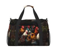 WZYCWB Sunflowers under the windowsill Handheld travel bag weekend bag fitness yoga bag suitable for fitness and other scenarios, Rooster Family Portfolio, One Size