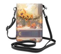 WZYCWB Sunflowers under the windowsill Lightweight leather crossbody phone bag, women's shoulder bag cell phone wallet, travel bag with credit card slots,