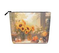 WZYCWB Sunflowers under the windowsill Patterned cosmetic bag, travel cosmetic bag, multifunctional storage bag, storage for daily necessities