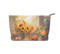 WZYCWB Sunflowers Under The windowsill Patterned Toiletry Storage Bag, Essential for organizing Cosmetics and Skincare Products.