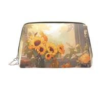 WZYCWB Sunflowers Under The windowsill Printed Leather Cosmetic Bag for Women - Stylish and Soft, Durable