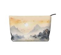 WZYCWB Sunset Mountain Illustration Printed Cosmetic Storage Bag, Perfect for Business Trips and Travel.