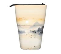 WZYCWB Sunset Mountain Illustration Printed Retractable Pen Holder Suitable for use as a Simple Cosmetic Bag, Wallet, etc.