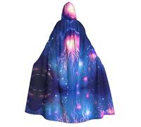 WZYCWB suspended jellyfish Printed Hooded Cape - Perfect for Halloween parties, theatrical performances, and photoshoots.