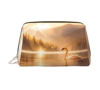 WZYCWB Swan in The Lake Patterned Leather Cosmetic Bag - Perfect for Carry-On or Home Organization
