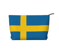 WZYCWB Swedish flag Corduroy cosmetic bag, women's portable zipper handbag purse, suitable for travel and daily storage, cosmetics