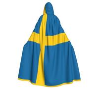 WZYCWB Swedish flag Halloween hooded cloak, unisex fashion cloak suitable for Halloween cosplay party