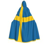 WZYCWB Swedish flag Patterned Hooded Cape | Perfect for Halloween, masquerade, and themed parties.