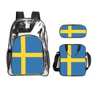 WZYCWB Swedish flag Printed backpack set | Lunch bag and pencil case | Perfect for work, business trips, and vacations.