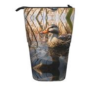 WZYCWB Swimming Mallard Ducks Printed Retractable Pen Holder Suitable for use as a Simple Cosmetic Bag, Wallet, etc.