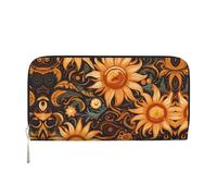 WZYCWB Swimming white swans Leather clutch bags zipper wallets and card holders are perfect for travel or daily use, Sunflower Lines, One Size