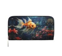 WZYCWB Swimming white swans Leather clutch bags zipper wallets and card holders are perfect for travel or daily use, Swimming Goldfish, One Size