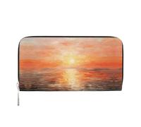 WZYCWB Swimming white swans Leather clutch bags zipper wallets and card holders are perfect for travel or daily use, Sunset In Oil, One Size