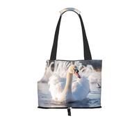 WZYCWB Swimming white swans Printed Pet Shoulder Bag - Lightweight, Breathable Travel Small Pet Shoulder Bag