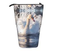 WZYCWB Swimming White Swans Printed Retractable Pen Holder Suitable for use as a Simple Cosmetic Bag, Wallet, etc.