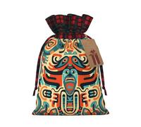 WZYCWB symbolic figurine Patterned Christmas Drawstring Bags, Birthday Party Gift Storage, Holiday Gift Wrapping Bags, Black, 1 Count (Pack of 1)