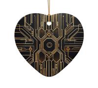WZYCWB Symmetrical electrode path patterned Heart Shape ceramic pendant, perfect for decorating your home Christmas tree for winter parties