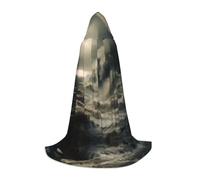 WZYCWB Tall waves. Printed Hooded Cape | Cosplay Costume, Halloween Anime Party Prop - Small