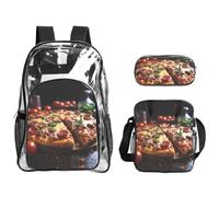 WZYCWB Tantalizing Sausage Pizza Printed backpack set | Lunch bag and pencil case | Perfect for work, business trips, and vacations.