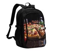 WZYCWB Tantalizing Sausage Pizza Printed laptop backpack, business men's commuter backpack, computer bag with USB port charging