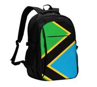 WZYCWB Tanzania Flag Printed laptop backpack, business men's commuter backpack, computer bag with USB port charging