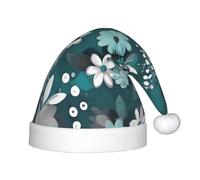 WZYCWB Teal Grey and White Floral Christmas party hats, children's Christmas hats, Halloween event stage performances and other holiday party scenes
