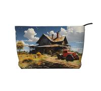 WZYCWB Texas Farm Tractor Printed Cosmetic Storage Bag, Perfect for Business Trips and Travel.