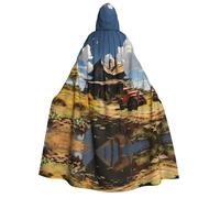 WZYCWB Texas Farm Tractor Printed Hooded Cape - Perfect for Halloween parties, theatrical performances, and photoshoots.