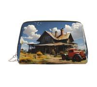 WZYCWB Texas Farm Tractor Printed Leather Cosmetic Bag - Stylish and Portable Cosmetic Storage Bag
