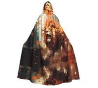 WZYCWB The angry lion. Printed Hooded Cape - Perfect for Halloween parties, theatrical performances, and photoshoots.