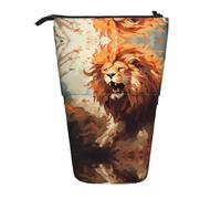 WZYCWB The Angry Lion. Printed Retractable Pen Holder Suitable for use as a Simple Cosmetic Bag, Wallet, etc.
