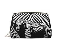 WZYCWB The Blackened Bear. Printed Leather Cosmetic Bag - Stylish and Portable Cosmetic Storage Bag