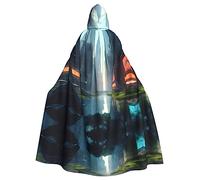 WZYCWB The City on the Water Patterned hooded cape, robe Cosplay costume for men and women, Halloween adult role play costume