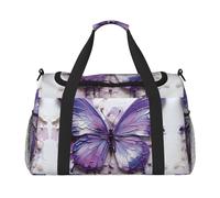 WZYCWB The deep-eyed leopard Handheld travel bag weekend bag fitness yoga bag suitable for fitness and other scenarios, Purple Oil Painting Butterfly, One Size