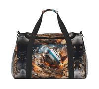 WZYCWB The deep-eyed leopard Handheld travel bag weekend bag fitness yoga bag suitable for fitness and other scenarios, Rugby On Fire, One Size