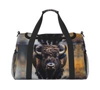 WZYCWB The deep-eyed leopard Handheld travel bag weekend bag fitness yoga bag suitable for fitness and other scenarios, North American Bison, One Size