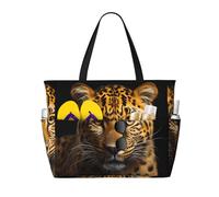 WZYCWB The deep-eyed leopard Printed beach travel bag for swimming and fitness/supermarket shopping/seaside vacation