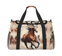WZYCWB The deep-eyed leopard Printed fitness travel bag. Perfect for yoga training, short trips, and swimming gear., Prancing Brown Horse, One Size