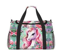 WZYCWB The deep-eyed leopard Printed fitness travel bag. Perfect for yoga training, short trips, and swimming gear., Pink Unicorn, One Size